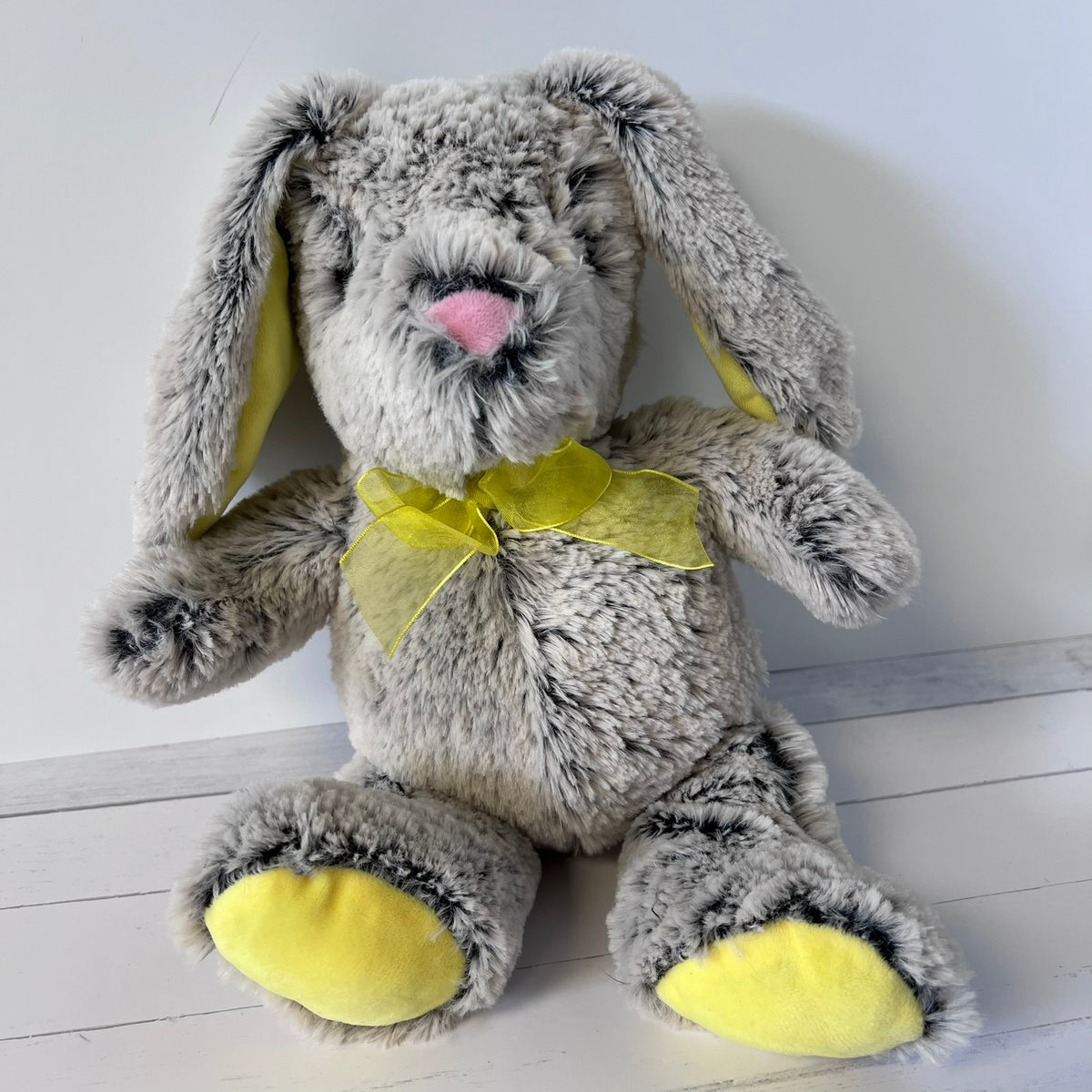 Dan Dee Bunny Rabbit Plush Gray Yellow 12 Inch Collectors Choice