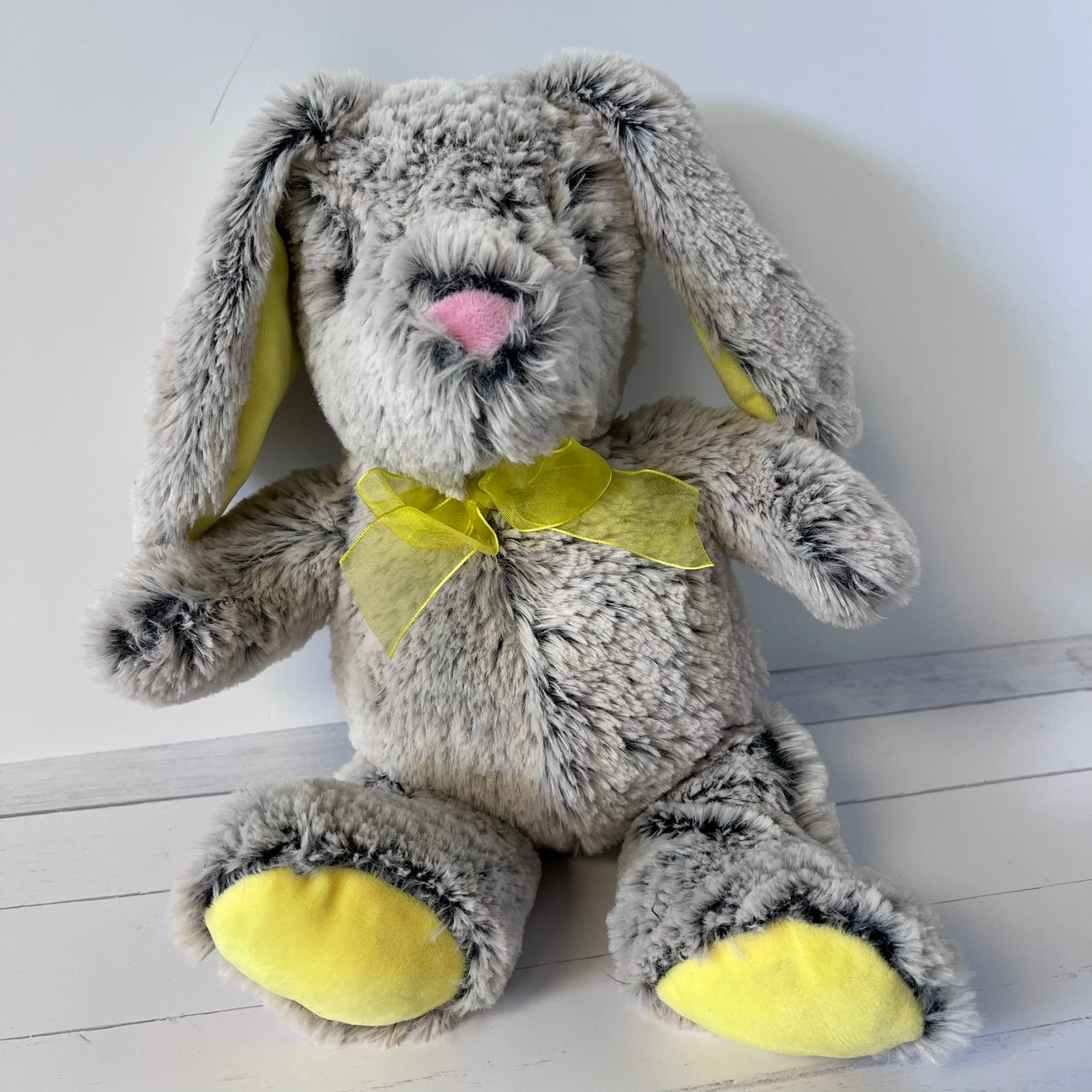 Dan Dee Bunny Rabbit Plush Gray Yellow 12 Inch Collectors Choice