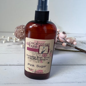 Pink sugar body spray with pink flower spray