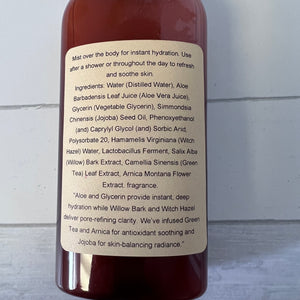 Botanical body mist ingredients label Chickenmash Farm
