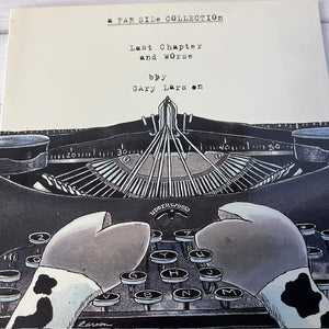 Book cover of 'Last Chapter and Worse' by Gary Larson featuring a typewriter illustration.