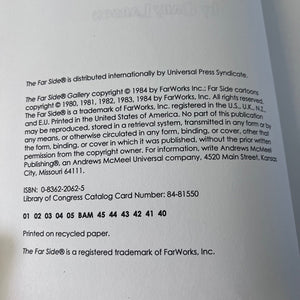 Back cover of a book with copyright and trademark information for 'The Far Side' by FarWorks, Inc.