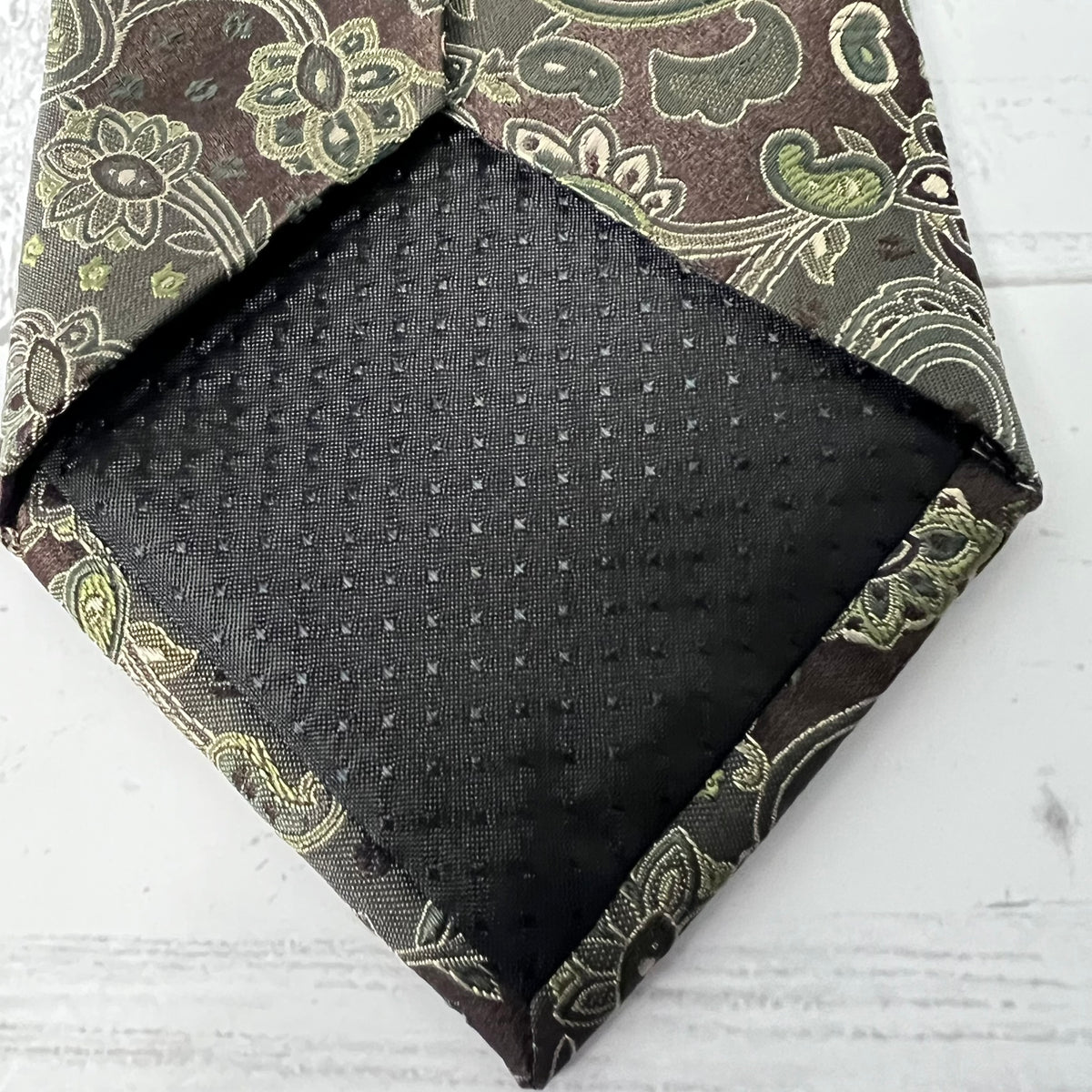 Geoffrey Beene Silk Tie Set 2 Paisley Geometric Green Vintage