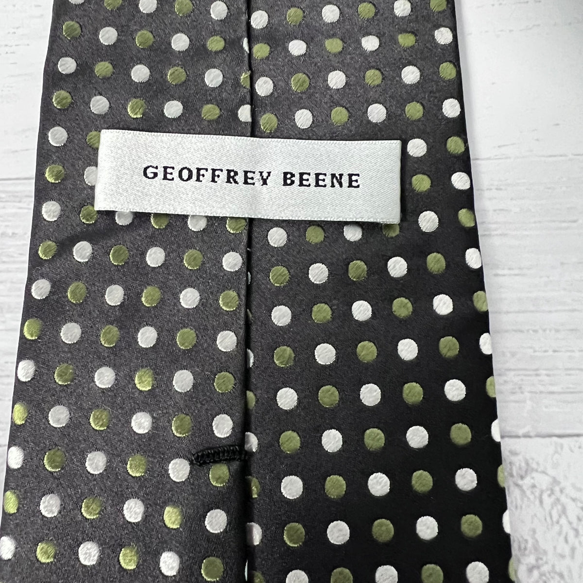 Geoffrey Beene Silk Tie Set 2 Paisley Geometric Green Vintage
