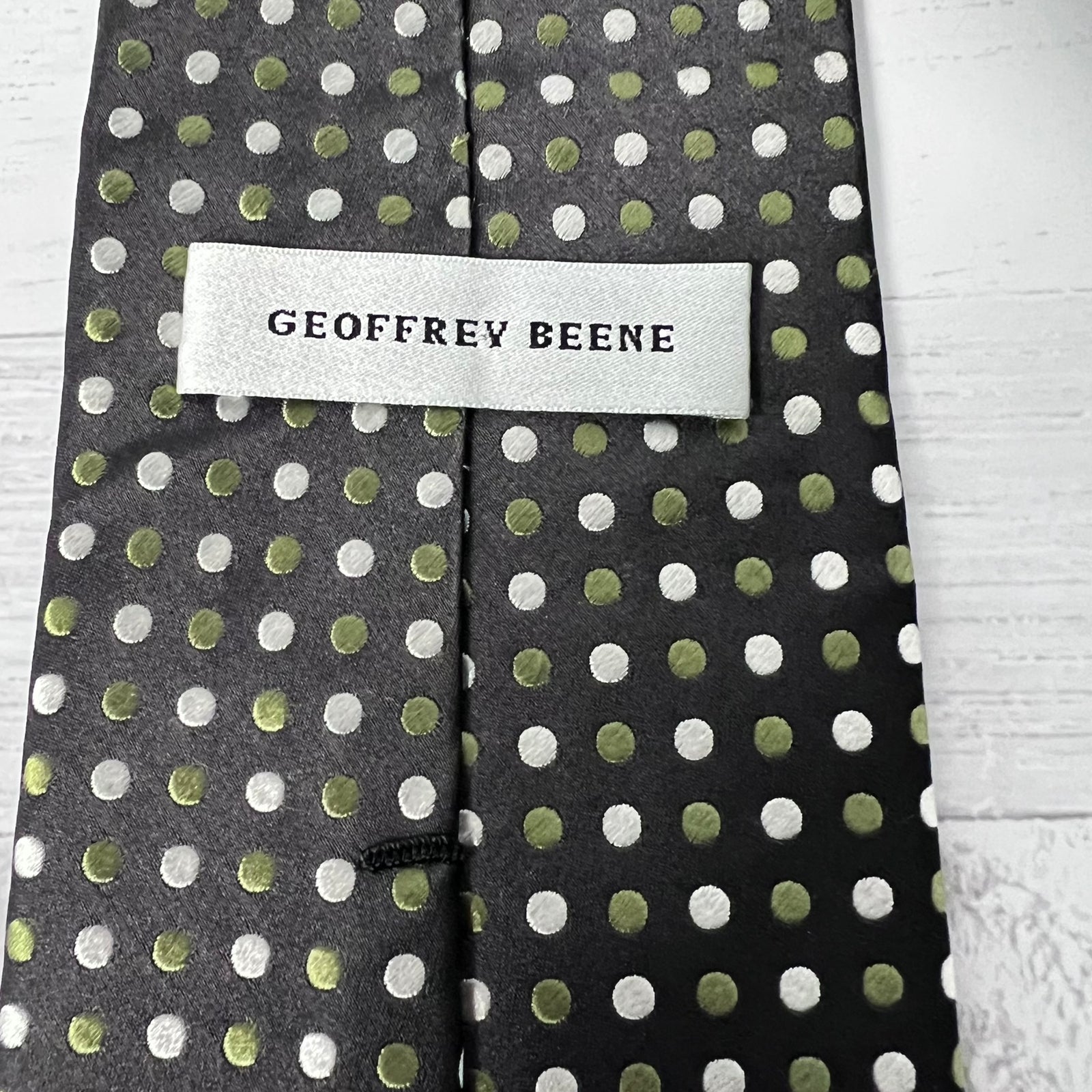 Geoffrey Beene Silk Tie Set 2 Paisley Geometric Green Vintage