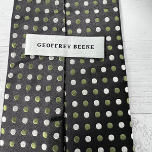 Geoffrey Beene Silk Tie Set 2 Paisley Geometric Green Vintage
