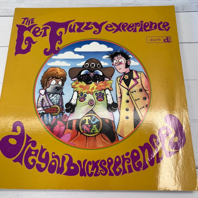  cartoon characters and 'The Fuzzy Experience' text on a yellow background
