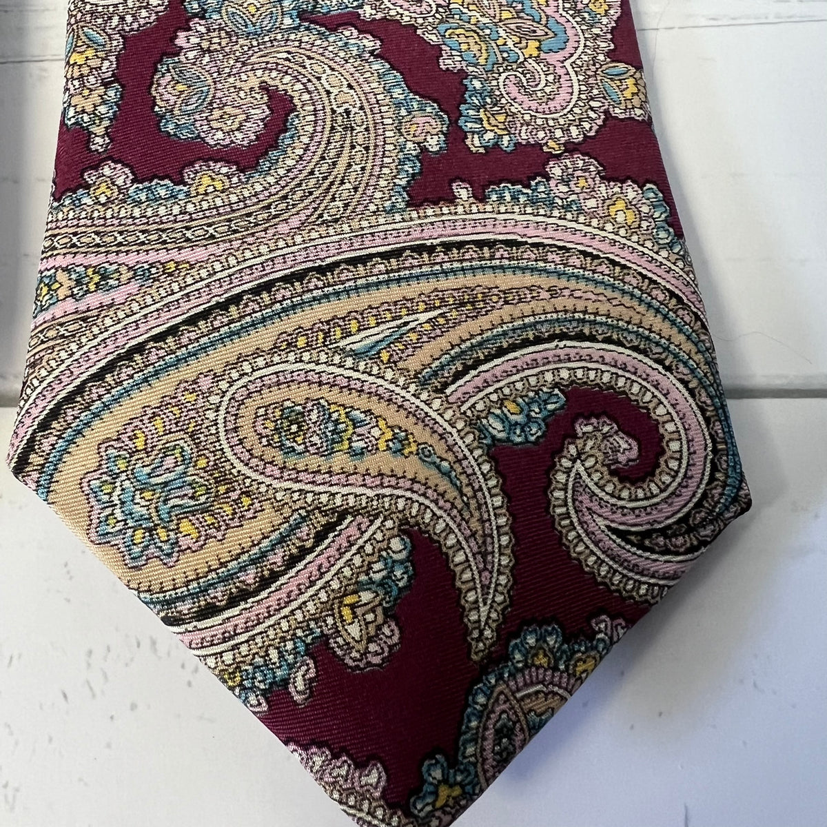Patterned tie on a white background