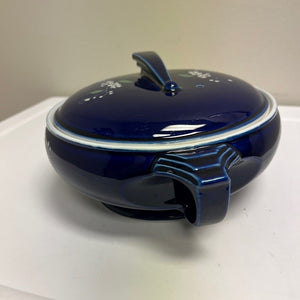 Halls Superior Cobalt Blue Sundial Covered Dish USA