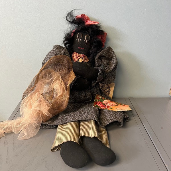 Handmade Ragdoll African American Folk Art Collectible 26 inch Doll