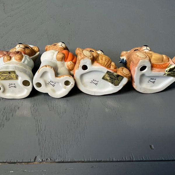 Homco Autumn Harvest Bears Thanksgiving Set of 4 Figurines