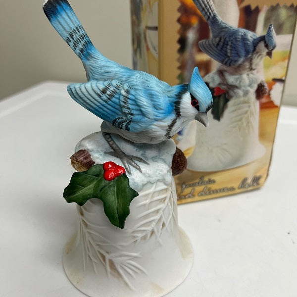 Home Trends Porcelain Bird Dinner Bell Blue Jay