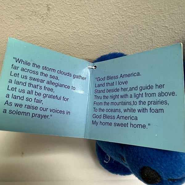 I Love America Stamp Blue Plush Beanie Bear Stuffed Animal