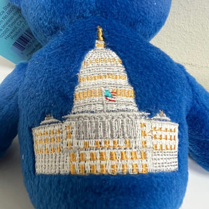 I Love America Stamp Blue Plush Beanie Bear Stuffed Animal