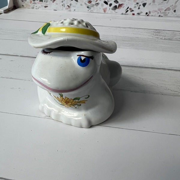 Avon Ceramic Winking Frog Potpourri Holder 1980