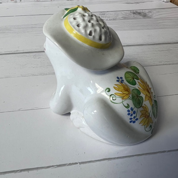 Avon Ceramic Winking Frog Potpourri Holder 1980