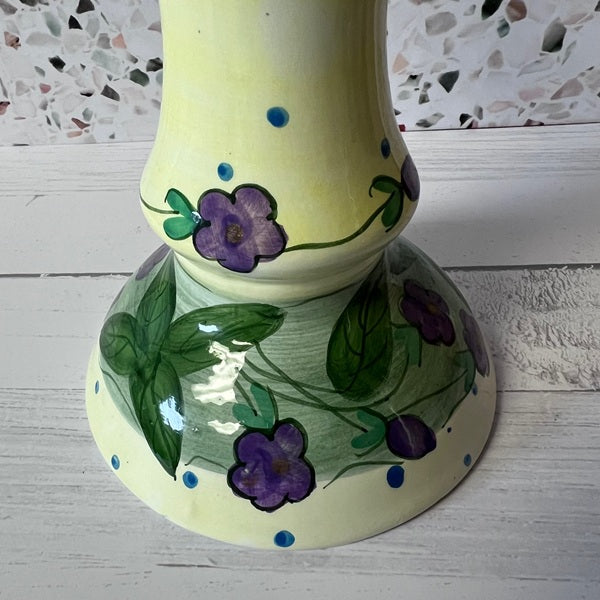 Tapered Candle Holder Spring Florals Purple Yellow Blue