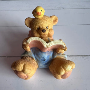 Vintage Cherished Teddies Bear Reading A Book Figurine 2in