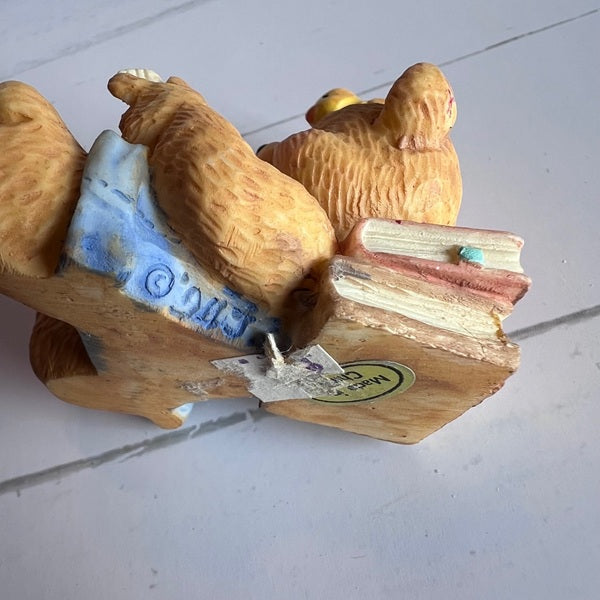 Vintage Cherished Teddies Bear Reading A Book Figurine 2in