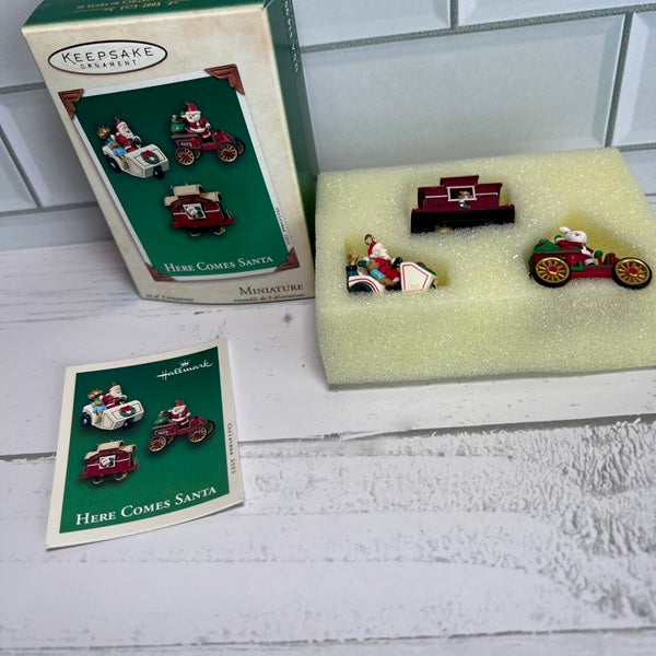 Hallmark Keepsake Here Comes Santa Miniature Set of 3 Ornaments 2003