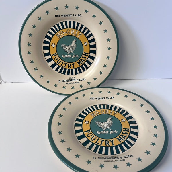 Park Design Farmhouse Collection Plate NO-GRIT POULTRY MASH Set of 2