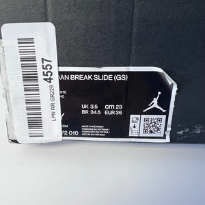 Jordan Break Slide US 4 Youth Black and White Nike