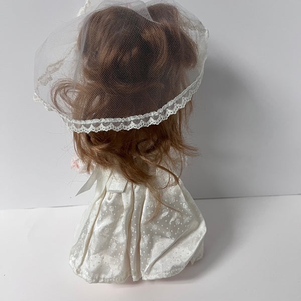 Vintage Precious Moments Bride Doll 10in Vinyl Doll with Doll Stand