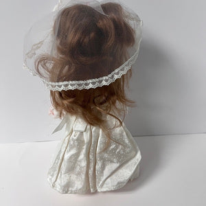 Vintage Precious Moments Bride Doll 10in Vinyl Doll with Doll Stand