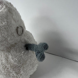 Close-up of a plush toy with a white background
