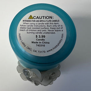 Blue container with a label on a white background