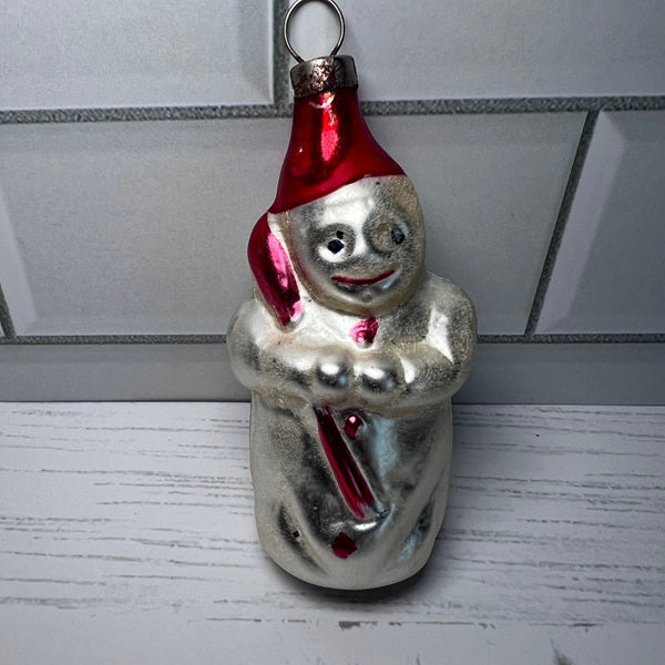 1940 Glass Snowman Ornament Germany Holiday Ornament
