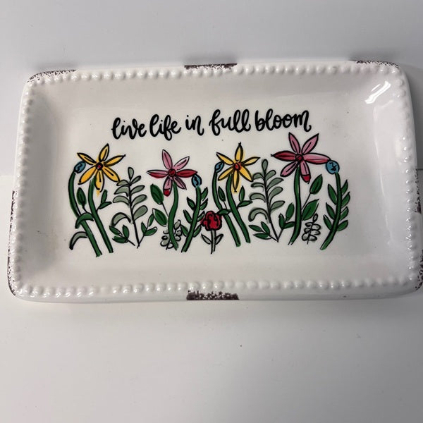 Glory Haus Kalyn Dunks Live Life In Full Bloom Ceramic Trinket Tray Dish