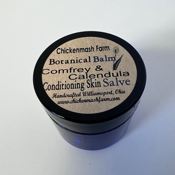 Jar of Chickenmash Farm Botanical Balm with Comfrey & Calendula on a white background
