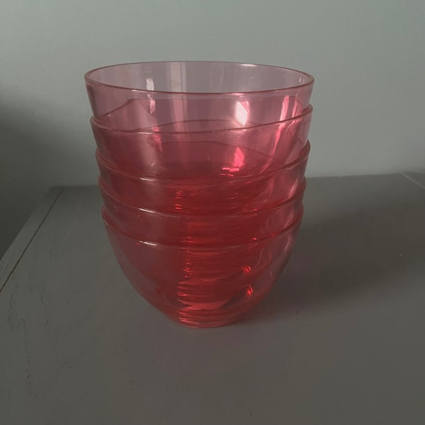 JC Penney Sheer Nappy Power Pink Bowls Set of 5 Plastic Bowls