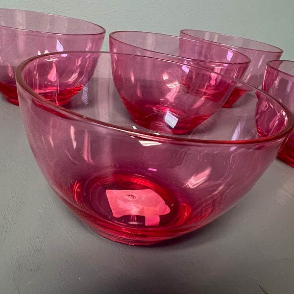JC Penney Sheer Nappy Power Pink Bowls Set of 5 Plastic Bowls
