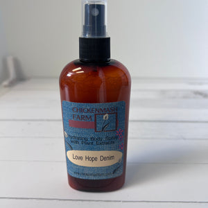 Love Hope Denim botanical body mist white background