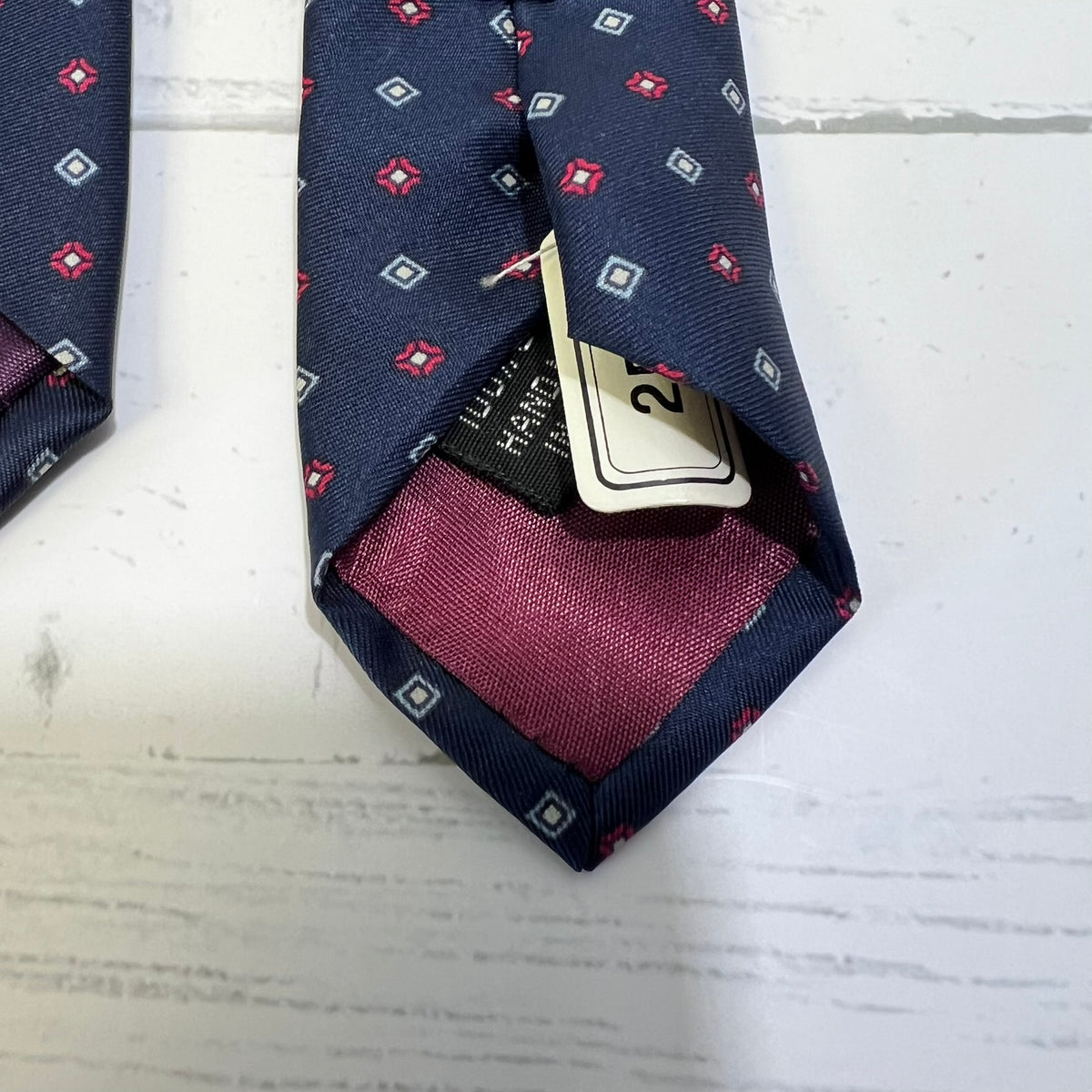 Mario Valentino Silk Tie Italy Navy Red Geometric Vintage