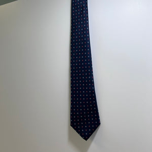 Mario Valentino Silk Tie Italy Navy Red Geometric Vintage
