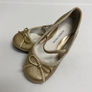 Nordstrom Metallic Gold Sparkle Ballet Flat Girls Size 7.5M Toddler