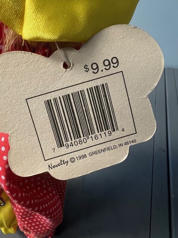 Novelty Wind Up Dancing Musical Ceramic Clown 1998 Red Yellow