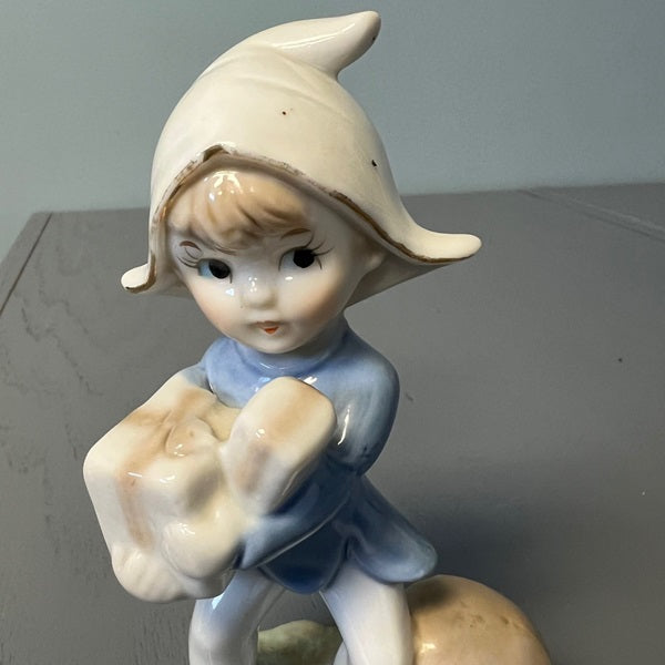 Porcelain Blue Pixie Elf Figurine Vintage Christmas Gifts