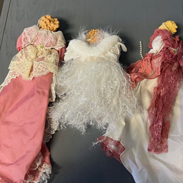 Vintage Porcelain Doll Hanging Ornaments Victorian Angel Set of 3