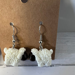 Resin Easter Earring Set Bunny Sheep 2 Pair Farmhouse