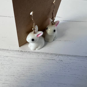 Resin Easter Earring Set Bunny Sheep 2 Pair Farmhouse