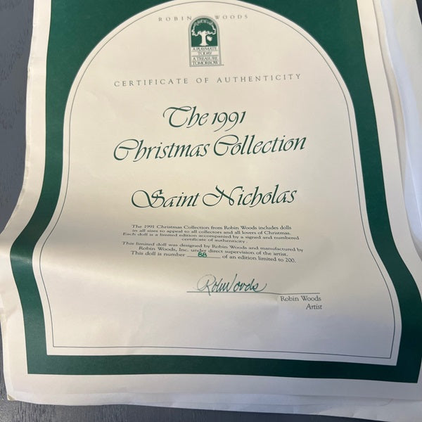 Robin Woods Saint Nicholas 18 inch The 1991 Christmas Collection Doll 