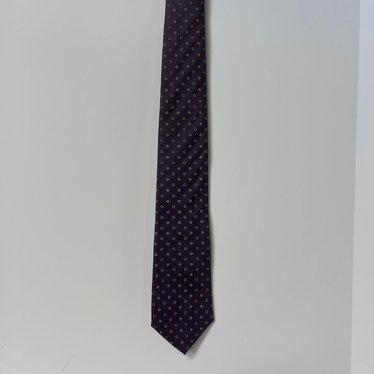 Rooster Inc Silk Tie Purple Daisy Foulard Italy Vintage