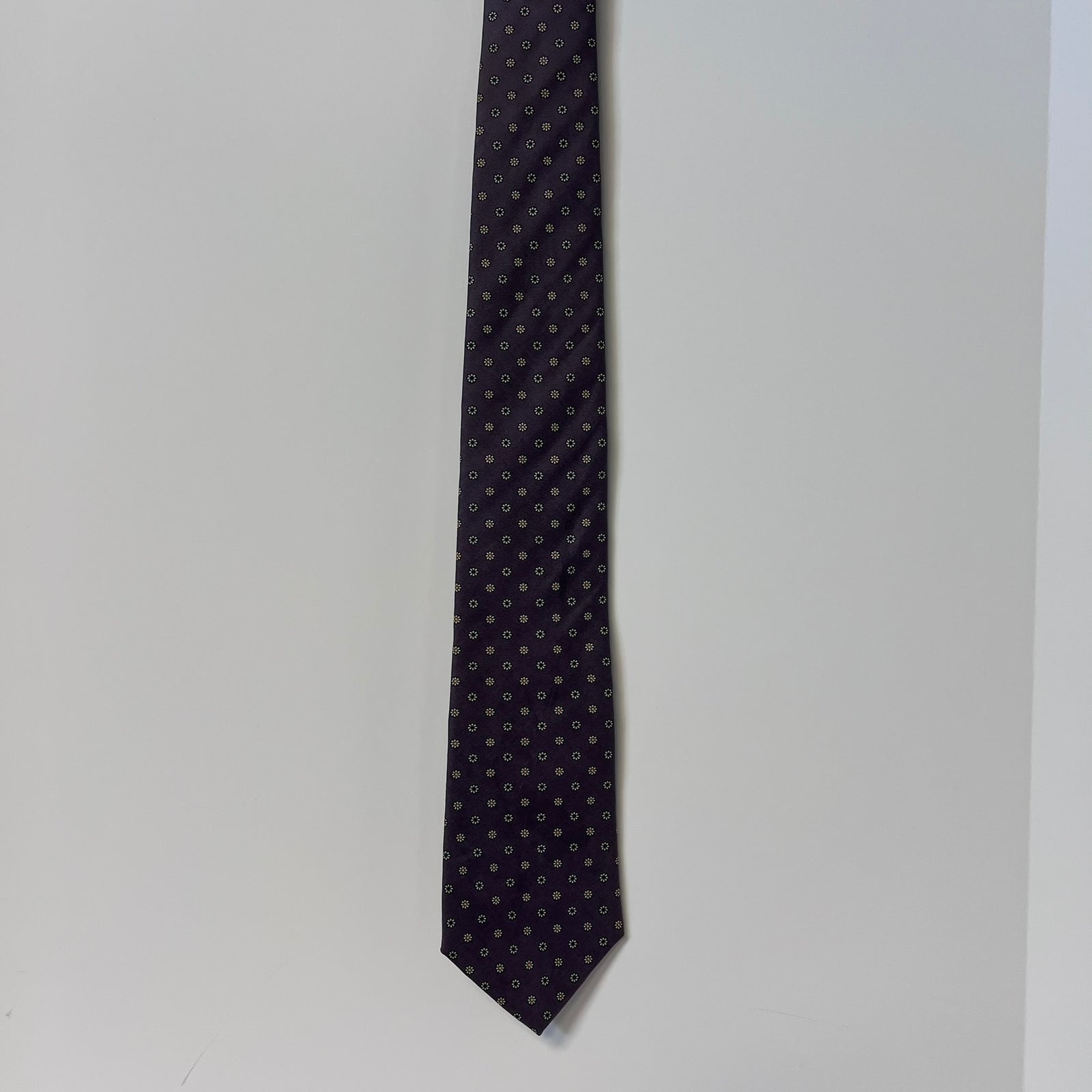 Rooster Inc Silk Tie Purple Daisy Foulard Italy Vintage