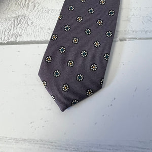Rooster Inc Silk Tie Purple Daisy Foulard Italy Vintage
