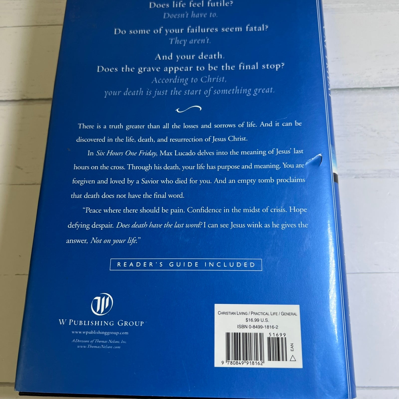 Six Hours One Friday by Max Lucado Hardcover Book Dust Jacket 2004
