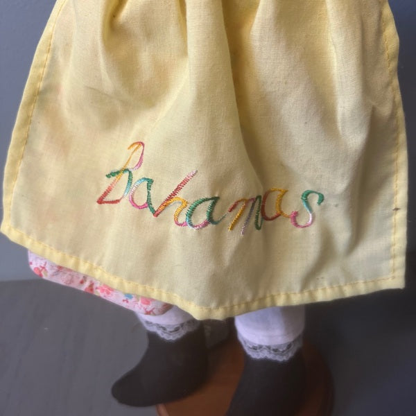 Souvenir Bahamas Folk Art Black Rag Doll 18 inches with Stand